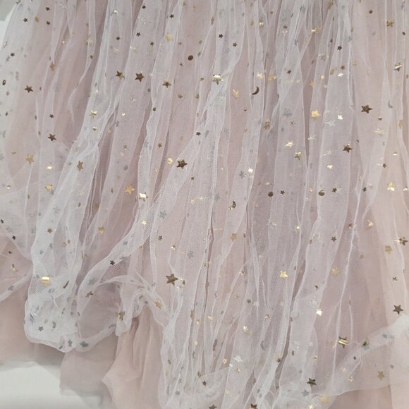 ABNN Ribbed Dress with Star Print Tulle Skirt Pink White Gold Size 110cm Size 5 - Picture 2 of 4